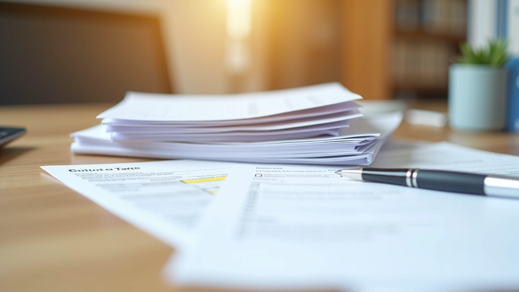 CRA forms and documents organized in filing system with checklist and pen